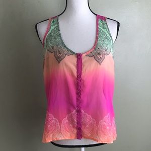 Candie’s Sheer Sleeveless Button Down Top M